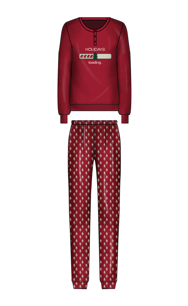 PIGIAMA DONNA NATALIZIO IN CALDO COTONE STELLINA